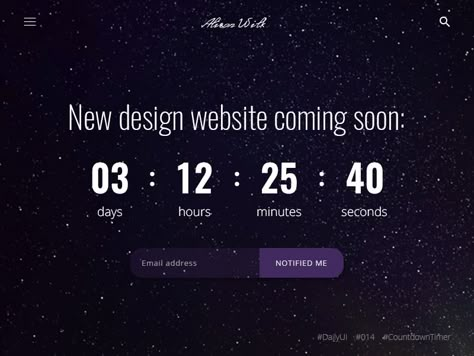 #DailyUI 014 Finished design Countdown Timer for @Daily_UI  #uidesign #100daychallenge #userinterface #webdesign #CountdownTimer Timer Website, Emailer Design, Birthday Countdown, 100 Day Challenge, Daily Ui, Countdown Timer, Ui Ux Design, User Interface, Banner Design