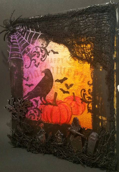 Halloween Mixed Media By, Robin Michele Halloween Mixed Media Canvas, Witch Collage, Halloween Primitives, Collage Journaling, Craft Stall Ideas, Mixed Media Art Ideas, Media Art Ideas, Art Studio Organization, Art Gallery Interior