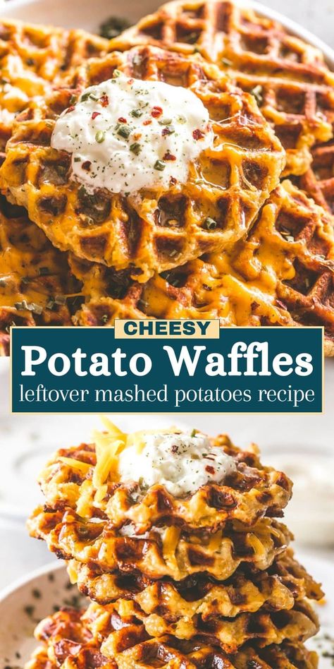 Leftover Mashed Potato Recipes Waffle Iron, Leftover Cheesy Potatoes, Mashed Potato Waffles Leftover, Potatoes Waffles, Mashed Potato Waffles, Diethood Recipes, Potato Waffle Recipe, Delicious Potatoes, Waffle Iron Recipes