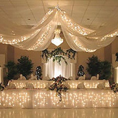 Hang From Ceiling Decor, Wedding Ceiling Decorations, Ceiling Drapery, Panel Ceiling, Wedding Ceiling, Ceiling Draping, Event Decor Direct, Wedding Chandelier, Diy Event