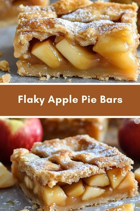 Flaky Apple Pie Bars Recipe, Flaky Apple Pie Bars, Apple Bars Recipes Easy, Apple Fall Recipes, Apple Squares, Apple Pie Bars Recipe, Chicken Mushroom Soup, Baking For Kids, Cake Bars Recipe