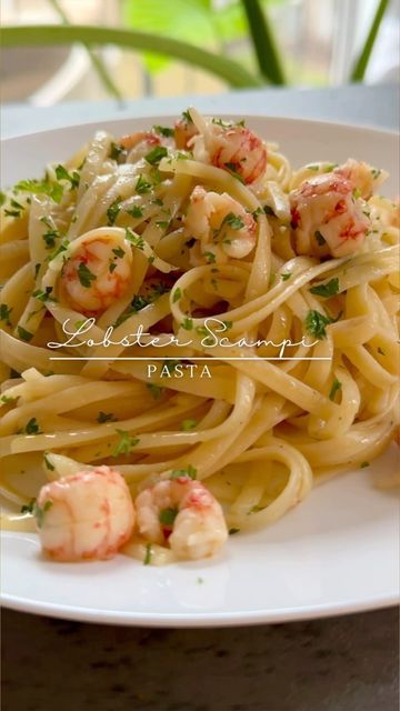 Trader Joe’s Langostino Tails Recipes, Lobster Scampi Linguini, Trader Joes Langostino Tails Recipes, Trader Joe’s Langostino Recipes, Lobster And Pasta Recipes, Langostino Scampi, Langostino Recipes Pasta, Langostino Pasta, Langoustine Recipe