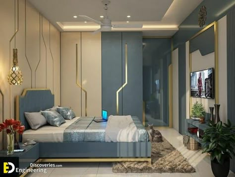 45 Modern Master Bedroom Design Ideas You Haven't Seen Before - Engineering Discoveries Colourful Wallpaper, Bedroom Interior Design Luxury, Luxurious Room, Modern Bedroom Interior, Bed Design Modern, Bedrooms Ideas, Bedroom False Ceiling Design, Tv Design, Design Presentation