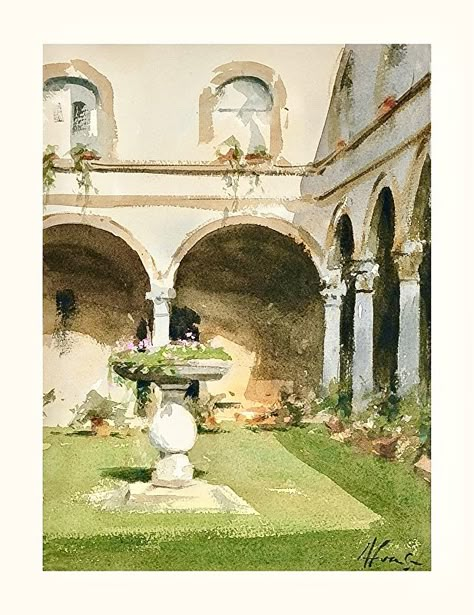 Andy Evansen Andy Evansen, Dynamic Painting, Watercolor Architecture, Watercolor Video, Watercolour Inspiration, The Courtyard, Watercolor Art Lessons, Art Academy, Watercolour Tutorials