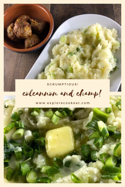 Irish Colcannon!  Irish Champ!  Absolutely delicious and moreish Irish potatoes.  Comfort food at its best!!  #colcannon #champ #irishpotatoes #irishrecipes Irish Champ Potatoes, Sides For Thanksgiving, Mash Potato Dishes, Culture Studies, Irish Mashed Potatoes, Irish Colcannon, Boiled Cabbage, Buttery Mashed Potatoes, Irish Potatoes