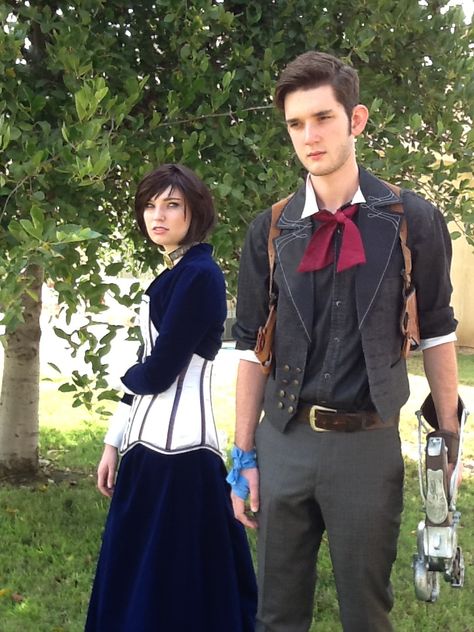 Cosplay as Booker DeWitt and Elizabeth  of Bioshock Infinite. Costuming and styling by Wendy Montesanti-Glenn #cosplay #costumes #comiccon Booker Dewitt, Bioshock Elizabeth, Gamer Cosplay, Bioshock Cosplay, Bioshock 2, Andre Agassi, Game Cosplay, Bioshock Infinite, Couples Halloween Outfits