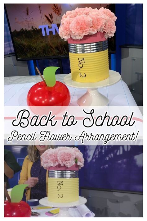 Teacher Appreciation Party Decorations, Teacher Retirement Centerpieces, School Themed Table Centerpieces, Teacher Luncheon Decorations, Teacher Appreciation Table Decorations, Teacher Appreciation Flower Bouquet, Pencil Centerpiece Ideas, Teacher Centerpieces Table Decorations, School Centerpieces Table Decorations