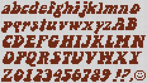 English Symbols, Bobble Stitch Crochet, Font Letters, Pixel Font, Cross Stitch Fonts, Crochet Stitches Guide, Cross Stitch Letters, Pixel Crochet, Tapestry Crochet Patterns