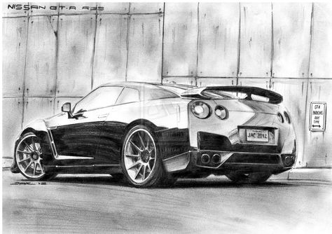 NISSAN GT-R R35 by krzysiek-jac.deviantart.com on @deviantART Nissan Gtr R35 Sketch, Gtr R35 Drawing, Vehicles Sketch, Gtr Drawing, Nisan Gtr, Jdm Art, Gtr 35, Plymouth Hemi Cuda, Nissan Gt R R35