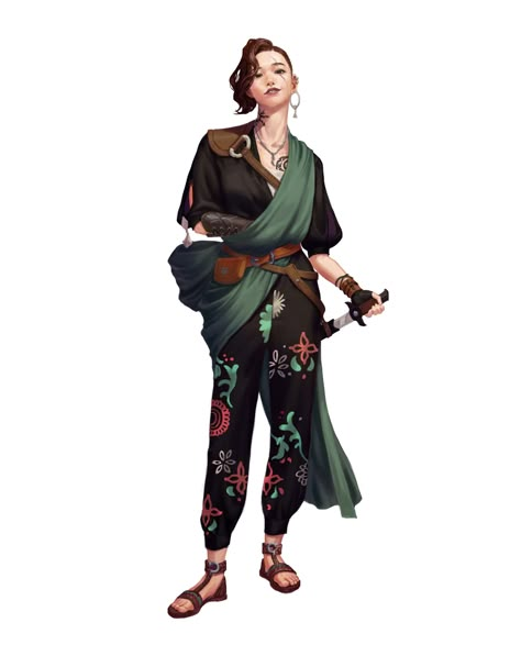 Colorful Character Design, Dnd Noble Woman, Thief Clothes, Thief Character Design, Thief Clothing, Monk Clothing, Dungeons And Dragons Characters, Art Fantasy, Shopping Malls