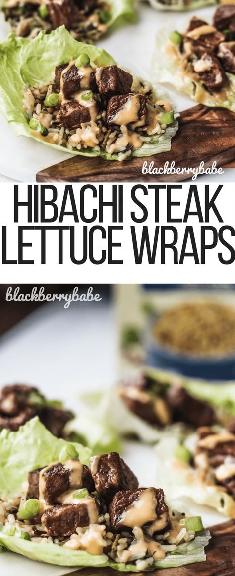 Hibachi Steak Lettuce Wraps - Blackberry Babe Keto Lettuce Wraps, Steak Lettuce Wraps, Hibachi Steak, Salat Wraps, Lettuce Wraps Healthy, Wraps Recipes Healthy, Beef Lettuce Wraps, Lettuce Wrap Recipes, Healthy Beef