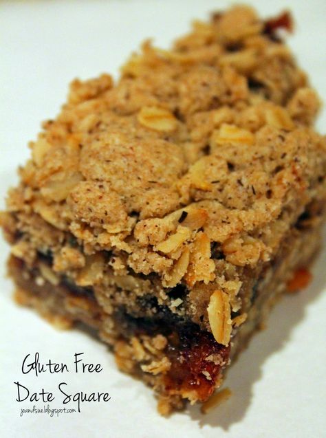 Date Square, Gf Treats, Endo Diet, Date Cookies, Date Squares, Gf Food, Gf Baking, Square Recipes, Gluten Free Flour Blend