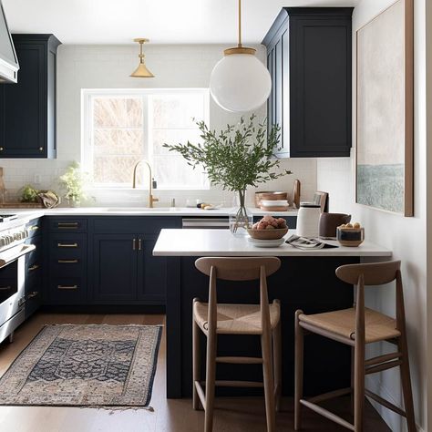 Small kitchen peninsula. Dark cabinets. Small kitchen. Kitchen With Peninsula Layout, Small Kitchens With Peninsulas, Peninsula Kitchen Ideas, Peninsula Kitchen, Kitchen Peninsula, Small Kitchen Layouts, Traditional Kitchen Design, Condo Kitchen, Kitchen Remodel Design