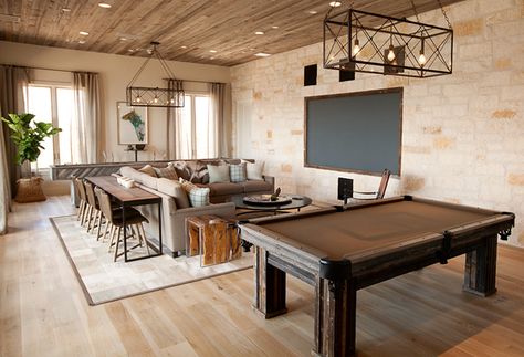 Possum Kingdom Lake House by Tracy Hardenburg Designs Rec Room Basement, Rec Rooms, Pool Table Room, Hangout Room, Media Room Design, Game Room Family, Pool Rooms, Bonus Rooms, Butler Pantry