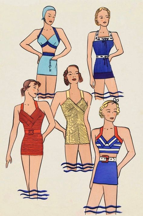 1930s 1930s Swimwear, Swim Wear, Bathing Suits, Sewing, Wardrobe, Clothes