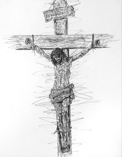 Micron pen scribble of Jesus on the cross. Pen Scribble Art, Black Ink Art, Scribble Drawing, Micron Pen, Scribble Art, Pen Art Drawings, Jesus On The Cross, Pen Art, Ink Pen Drawings