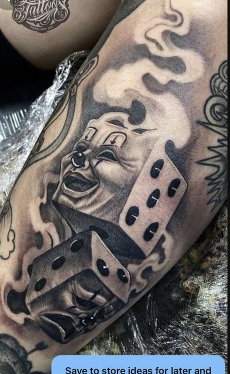 Pound Sign Tattoo, Norte Tattoos, 2 Dollar Bill Tattoo, Chicano Style Tattoo Design, Dice Tattoo Design, Gambling Tattoo Ideas, Chicano Tattoo Design, Dice Tattoos, Cholo Tattoo