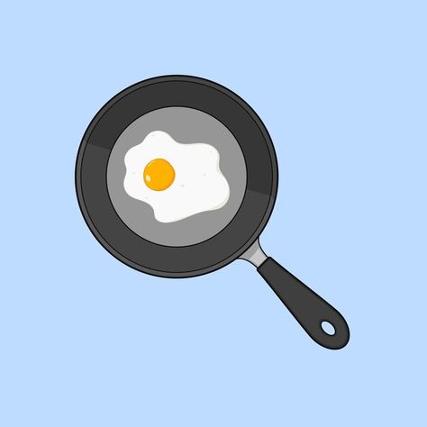 Vector fried egg with frying pan illustr... | Premium Vector #Freepik #vector #nature #white #natural #morning Frying Pan Illustration, Fried Egg Tattoo, Fried Egg Illustration, Pan Illustration, Freepik Illustration, Natural Morning, Egg Illustration, Red Poster, Egg Vector