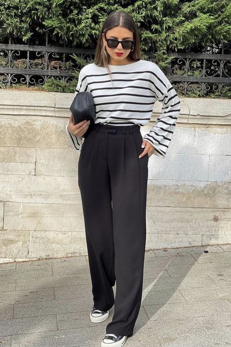 Fashion Outfits For School, Casual Fashion Outfits, Fashion Outfits Spring, Outfits For The Office, Wide Leg Trousers Outfit, Fashion Outfits Casual, Looks Adidas, Fashion Outfits Ideas, Elegantes Outfit Damen