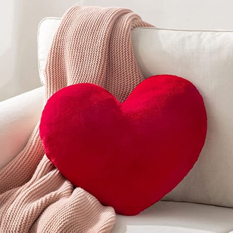 AmazonSmile: Ashler Red Heart Shaped Throw Pillows, Faux Fur Rabbit 3D Fluffy Heart Throw Decorative Pillows, Cute Plush Soft Throw Pillows Gift for Kids Living Room and Sofa 15 X 17 Inch : Home & Kitchen Shaped Throw Pillows, Aesthetic Pillows, Pillows Cute, Kids Living Room, Cushion Ideas, Soft Throw Pillows, Red Room, Heart Pillow, Room Stuff