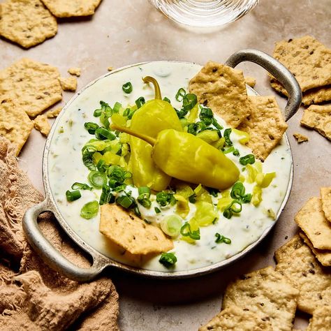 High Protein Pepperoncini Ranch Dip Pepperocini Dip, Protein Dips Healthy, Pepperoncini Dip, High Protein Dips, Appetizers For Kids Party, High Protein Dip, Whole 30 Sauces, Protein Dip, Anabolic Recipes