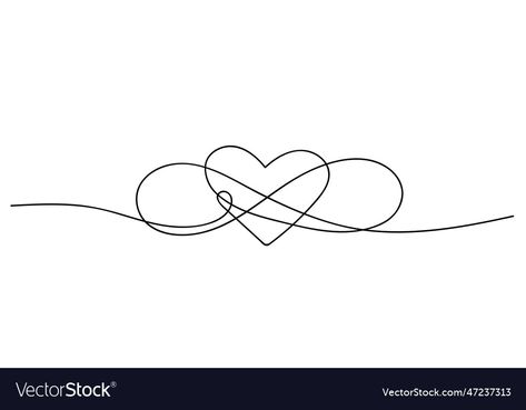 Infinity Line Art, Infinity Drawing, Infinity Love Tattoo, Heart And Infinity, Drawing Heart, Love Concept, Love Icon, Continuous Line Art, Intertwined Hearts