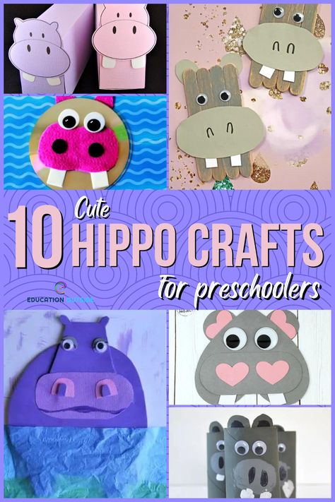 Letter H Crafts, Hippo Crafts, Hippo Drawing, Duck Crafts, Carton Diy, Homeschool Crafts, Cute Hippo, Alphabet Crafts, Letter H