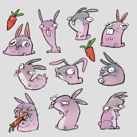 ArtStation - Bunnies, Krzysztof Maziarz Cartoon Inspiration, Simple Character, Bunny Drawing, Doodle Cartoon, Shadow Art, Simple Cartoon, Doodle Illustration, Game Concept Art, Cartoon Character Design