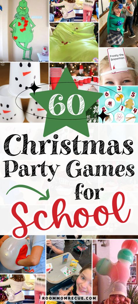 Classroom Christmas Party Games 1st Grade, Class Christmas Party Activities, Cheap Christmas Games For Kids, Christmas Party Ideas For 5th Graders, Classroom Games For Christmas Party, Kid Xmas Party Games, Winter Theme School Party, Pre K Christmas Party Games, Kids Holiday Games For School