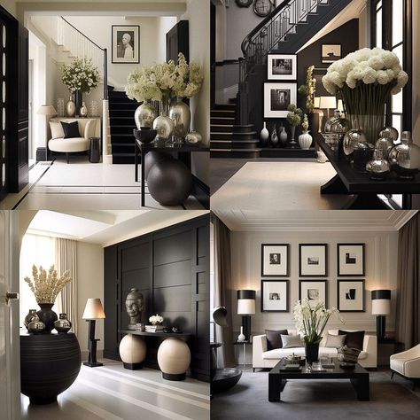 Classic Antique Interior Design, Expensive Interior Design, Brown Black And White Living Room, Kelly Hoppen Living Room, Condo Interior Design Luxury, Oversized Decor, Townhouse Interior Design, Classic Contemporary Interior Design, Classic Interior Design Luxury