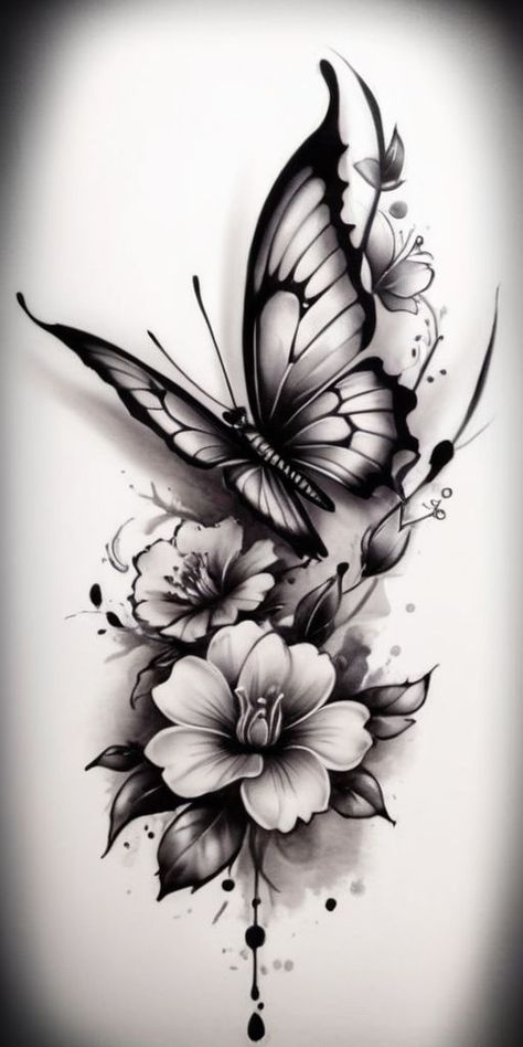 Cover Up Tattoos For Women, Butterfly With Flowers Tattoo, Butterfly Woman, Woman Tattoo, Tattoos For Women Flowers, Pretty Tattoos For Women, Arm Band Tattoo, Tatuaje A Color, Flowers Tattoo