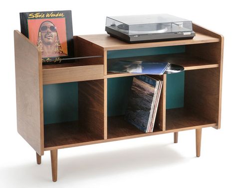 Ronda 1960s-style vinyl cabinet at La Redoute - Retro to Go Vinyl Record Furniture, Vintage Style Furniture, 60s Furniture, Retro Cabinet, Lp Storage, Stereo Cabinet, Record Player Stand, Cabinet Detailing, Record Cabinet