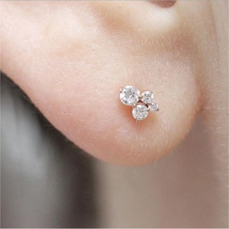 Minimalist Stud Earrings Flower Stud Earrings Gifts for Her | Etsy UK Sterling Silver Promise Rings, Minimalist Earrings Studs, Minimalist Studs, 18k Gold Ring, Jewelry Images, Rose Yellow, Cluster Earrings, Vintage Diamond, Lab Created Diamonds