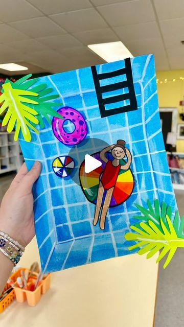 Captain Kirk on Instagram: "I finally got around to filming a process video for the pool lesson 💧  Anyone else going to have this song on repeat while they lay in their pool all day? No? Just me?  Shout out to @prangartsupplies for always having the best watercolors on the block 🌈  #elementaryartteacher #elementary #teachersofinstagram #teachersfollowteachers #teacherspayteachers #tpt #teachersofig #teachersofinsta #art #artteacher #arted #arteducation #arteducator #artteachersofinstagram #artteacherlife #artteachersofig #artteacherfollowloop #artteachersfollowartteachers  #artteachertribe #artteacherlife🎨 #watercolorlessons #kindergartenart #firstgradeart #secondgradeart #thirdgradeart #fourthgradeart #fifthgradeart" Elementary Art Projects Summer, 3d Art For Elementary Students, End Of The Year Art Projects For Middle School, 4th Grade Art Projects, 4th Grade Texture Art Lesson, 5th Grade Art Lessons, 3rd Grade Sculpture Art Lesson, Song On Repeat, Swimming Pool Art