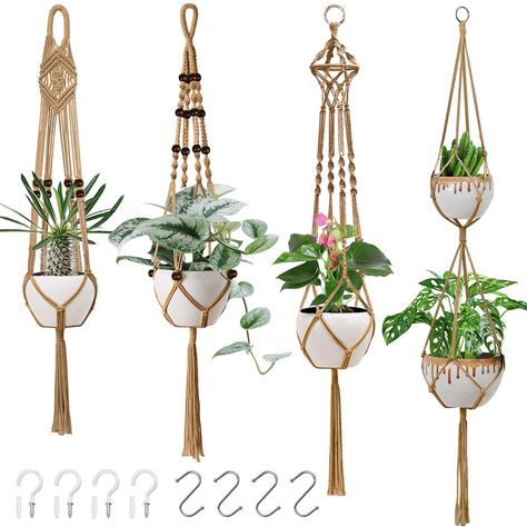 Plant Hangers Indoor, Plant Holders Indoor, Rope Plant Hanger, Helloween Wallpaper, Indoor Plant Hangers, Crochet Plant Hanger, Vertical Wall Planters, Hanging Planters Indoor, Indoor Flower Pots