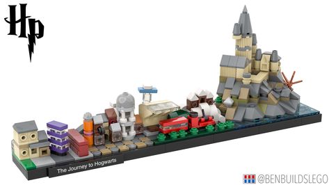 LEGO Harry Potter - The Jouney to Hogwarts skyline [2] | Flickr Brick Wall Entrance, Hogwarts Skyline, Harry Potter Christmas Scene, Flying Ford Anglia, The Whomping Willow, 4 Privet Drive, Lego Harry Potter Moc, Lego Calendar, The Knight Bus