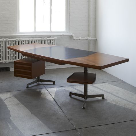 OSVALDO BORSANI, executive desk | Wright20.com 7 December, Osvaldo Borsani, 25 June, Executive Desk, Mid Century Furniture, Art And Design, 20th Century, Conference Room Table, Drawers