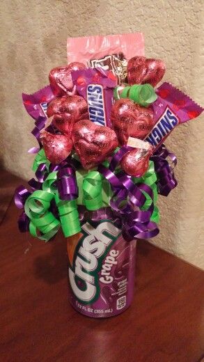 My first time making a soda can bouquet! Soda Can Bouquet Diy, Soda Can Bouquet, Soda Can Candy Bouquet, Soda Bouquet, Graduation Candy Bouquet, Candy Boquets, Birthday Candy Bouquet, Candy Bar Bouquet, Candy Arrangements