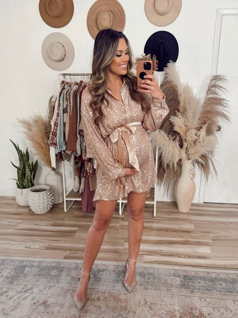 Winter's Embrace Champagne Sequin … curated on LTK Maternity Sequin Outfit, Maternity Sequin Dress, Christmas Maternity Dress, Holiday Pregnancy Outfits, Maternity Christmas Party Outfit, Maternity Holiday Outfit, Holiday Maternity Outfits, Maternity Christmas Outfit, Christmas Maternity Outfits