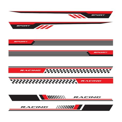 Premium Vector | Wrap Design For Car vectors Sports stripes car stickers black color Racing decals for tuning_20230518 Racing Stripes Design, Drawing Flames, Racing Decals, Car Stripes, Racing Design, Car Vector, Horse Tattoo, Logo Psd, Business Logos