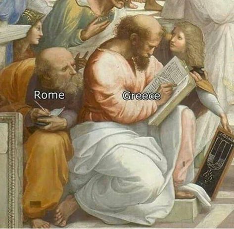 Medieval Memes, Art History Memes, Historical Humor, Funny Art History, Greek Memes, Classical Art Memes, Greek Mythology Humor, History Jokes, History Nerd