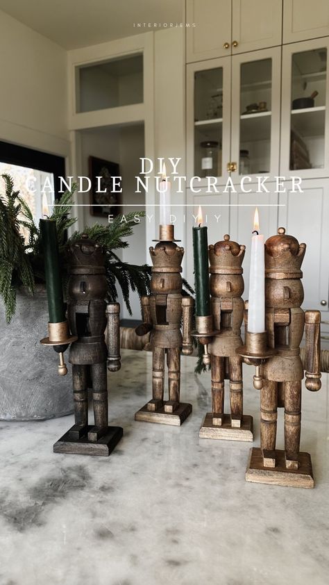 LIZ + AMY | Diy the cutest nutcracker candles 🤍 when I saw these online and didn’t get them in time I knew I had to make them! Aren’t they so fun?!… | Instagram Nutcracker Inspired Christmas Decor, Nutcracker Themed Christmas Decor Diy, Nutcracker Candle Holder, Christmas Nutcracker Theme, Diy Painted Nutcracker Ideas, Painting Nutcrackers, Nutcracker Themed Christmas Decor, Painted Nutcracker Diy, Nutcracker Themed Christmas