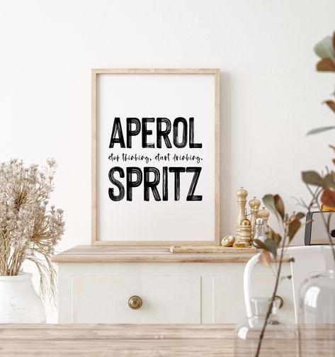 Spritz Quotes, Bar Cart Poster, Spritz Cocktail, Retro Cocktail, Aperol Spritz, Poster Retro, Housewarming Gifts, Wall Art Printable, Kitchen Wall