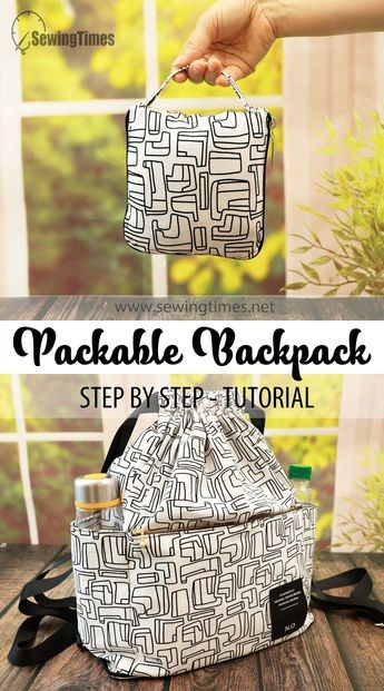 DIY Packable Backpack 👍 Compact, Convenient, and Customizable! Special way to make a convenient backpack. Cloth Bags Diy, Diy Backpack Tutorial, Cool Sewing Projects, Best Sewing Projects, Backpack Sewing Pattern, Diy Backpack Pattern, Bag Sewing Patterns, Backpack Diy, Backpack Pattern Sewing