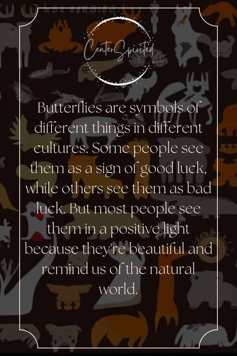 what does it mean when you see a butterflyButterflies have always been a source of fascination and wonder. They are beautiful creatures that flutter around in a seemingly carefree way. What ma...https://centerspirited.com/animal-symbolism/butterfly/ Check more at https://centerspirited.com/animal-symbolism/butterfly/ Spirituality Vs Religion, Butterfly Spirit Animal, Butterfly Symbolism, Animal Symbols, Spiritual Signs, Tarot Guidebook, Animal Meanings, Mystical Animals, The Constellations