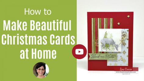 This video tutorial will teach you how to make beautiful Christmas Cards at home that will delight and brighten the holidays. You’ll love these easy Christmas cards and it’s easy to follow the video tutorial. - www.lisasstampstudio.com - #christmascards #holidaycards #diychristmas #cardmaking #greetingcards #lisasstampstudio #lisacurcio #stampinup Easy Christmas Cards, Lisa Curcio, Antique Typewriter, Simple Christmas Cards, Homemade Greeting Cards, Card Making Videos, Beautiful Christmas Cards, Step Cards, Vintage Card