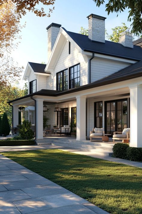 House Designs Exterior Modern, Timeless House, Exterior Modern House, Mansion Ideas, Interior Landscape, House Flippers, American House, Modern Farmhouse Exterior, Modern Mansion