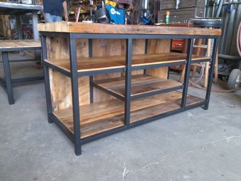 Wood And Metal Furniture, Industrial Office Furniture, Furniture Bar, Welded Furniture, Office Furniture Design, Steel Furniture, Barnwood, Welding Projects, Metal Furniture