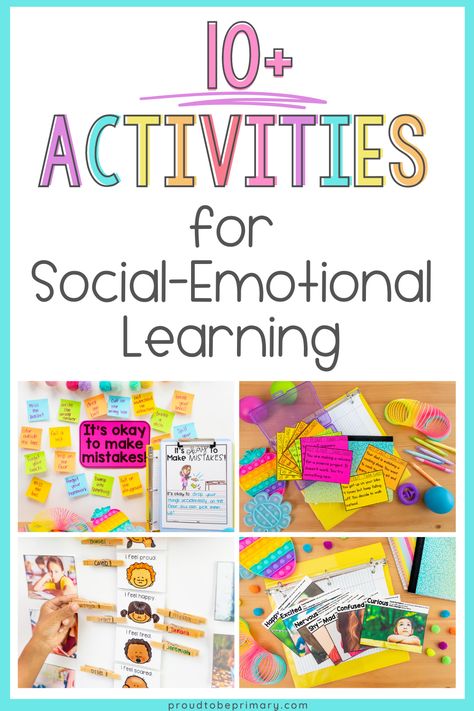 Explore a variety of activities for social-emotional learning that help nurture many of the social-emotional skills in K-3 classrooms. From interactive activities, to reflective exercises, and picture books that are perfect for an SEL read aloud on the topics of self-management, self-awareness, growth mindset, and friendships. Empower students with social and emotional tools while creating a supportive learning environment. Plus, sign up to receive a FREE emotions lessons and activities! Social Emotional Small Group Preschool, Emotional Regulation Group Activities, Social Emotional Sensory Activities, Self Esteem Preschool Activities, Social Emotional Learning Games Preschool, Self Kindness Activities, Montessori Social Emotional Activities, Activities For Feelings And Emotions, Social Emotional Lessons Preschool