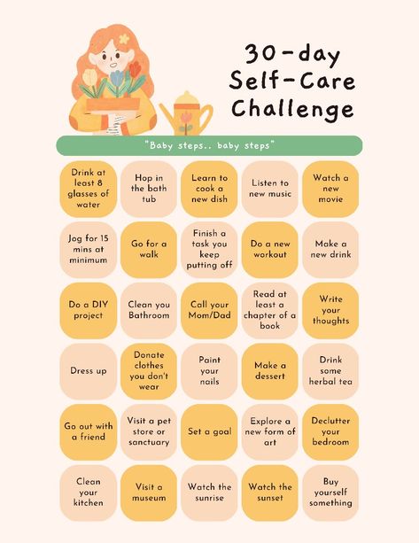 Selfcare Challenge, Self Care Challenge, Connecting With Nature, Bored Jar, Practicing Gratitude, Habit Tracker Bullet Journal, Mental Health Facts, Self Care Bullet Journal, Personal Improvement